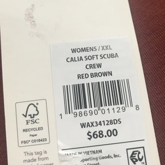 Calia Women's Soft Scuba Crew Sweatshirt in Red Brown NWT - Picture 16 of 16